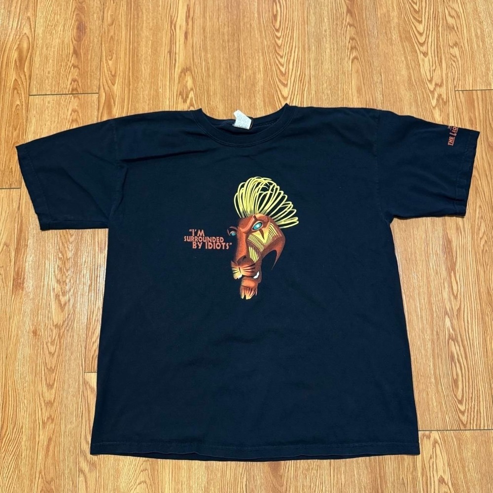 The Lion King Men's Shirt Vintage Scar Surrounded By Idiots Black Size XL